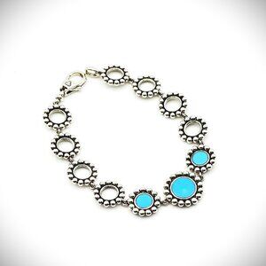 LAGOS Maya Sterling Silver Blue Ceramic Circle Stations Bracelet